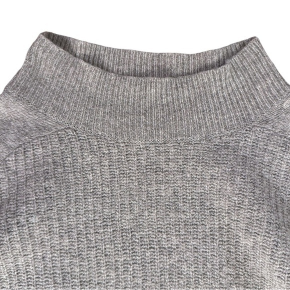 Club Monaco ✘ Cashmere Angora Lambs Wool Mock Neck Cropped Sweater, Gray, Sz. SP